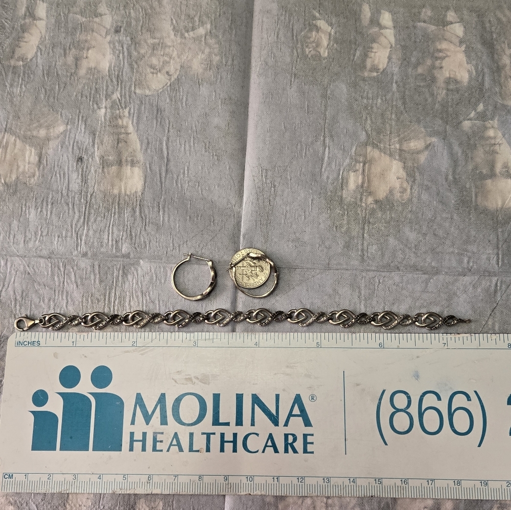 Kay Sterling Silver Jewelry Set with Bracelet And Earrings